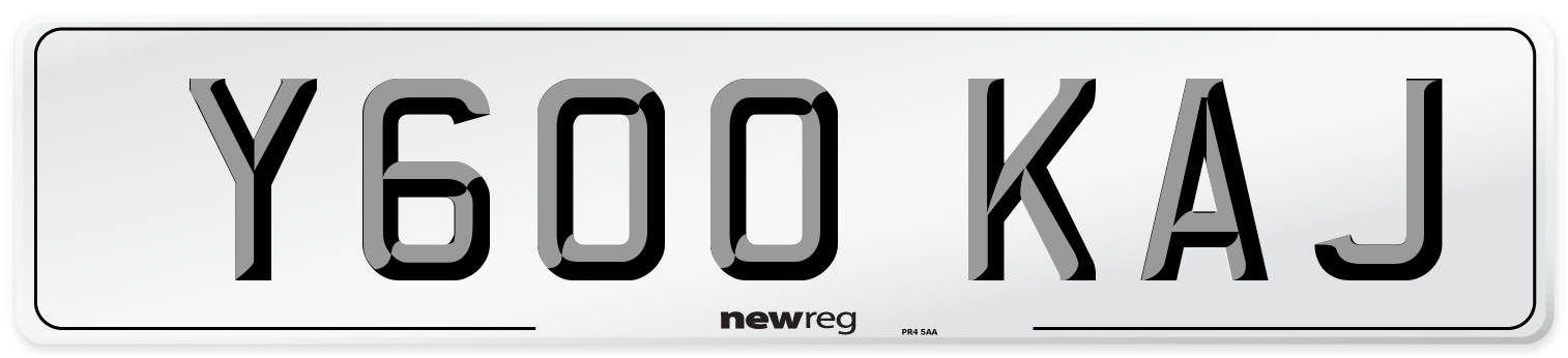 Y600 KAJ Number Plate from New Reg
